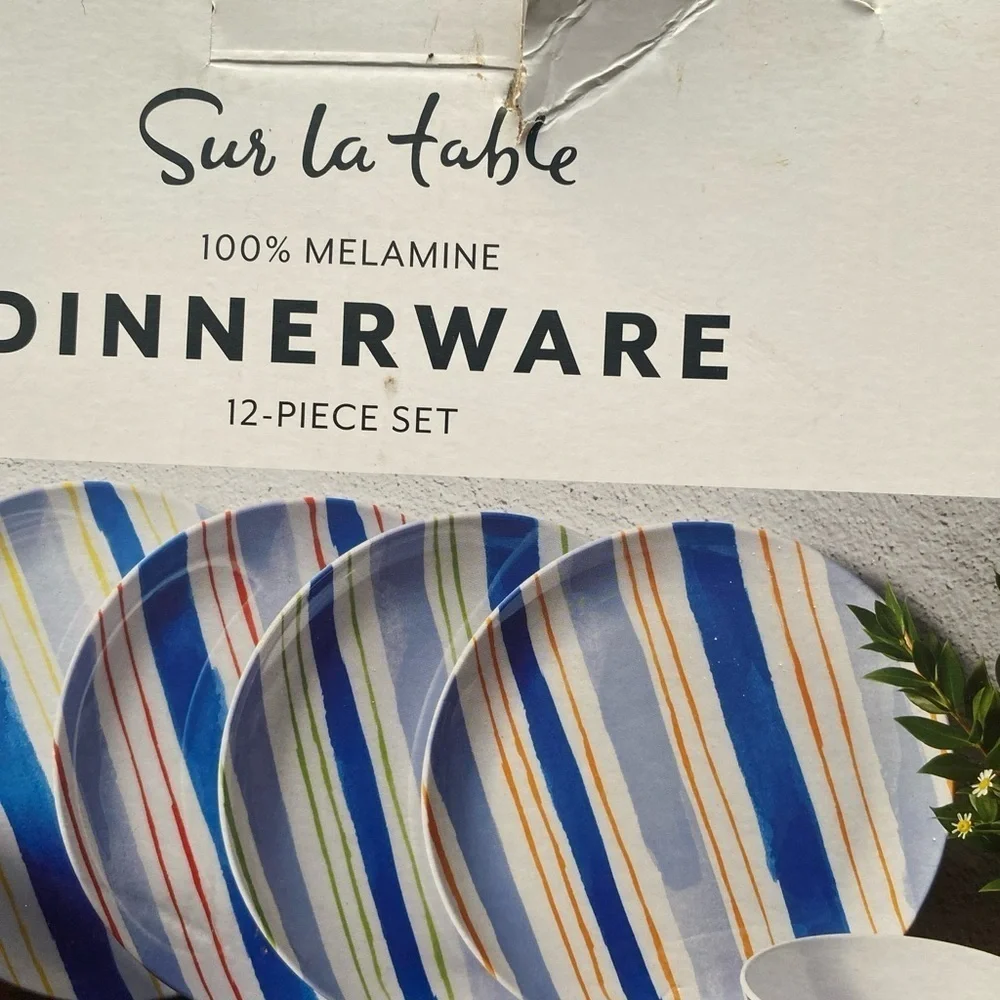 Sur La Table 12-Piece Multicolor Melamine Dinnerware Set 4 Place Settings
